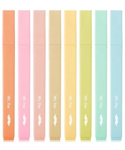 Mr. Pen Aesthetic Highlighters No Bleed, 8 Pack, Assorted Pastel Colors | Chisel Tip, Fast Dry, Journaling Supplies thumbnail 1