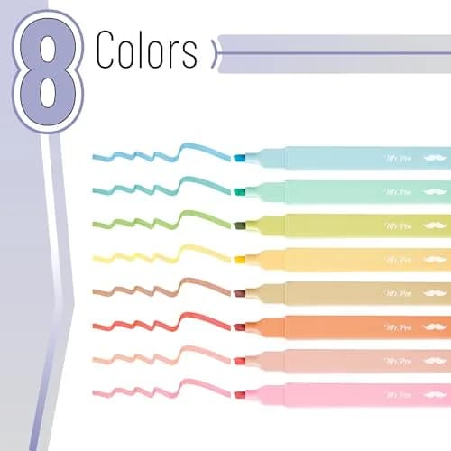 Mr. Pen Aesthetic Highlighters No Bleed, 8 Pack, Assorted Pastel Colors | Chisel Tip, Fast Dry, Journaling Supplies thumbnail 2