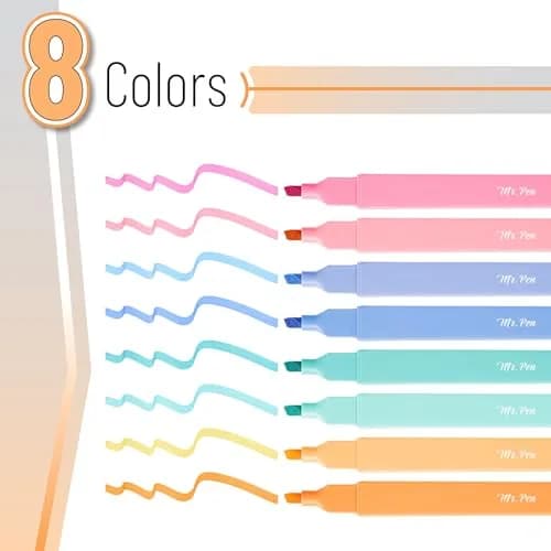 Mr. Pen Aesthetic Highlighters 8 Pack Pastel Colors | Chisel Tip, Fast Dry, No Bleed for Journaling thumbnail 2