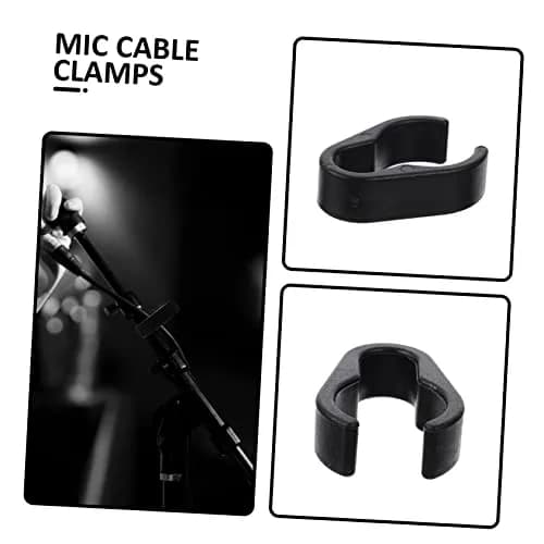 TOPPERFUN ABS Microphone Cable Clips for 15-20mm Poles, Black (10-Pack) | Secure Mic Cables on Stands thumbnail 5