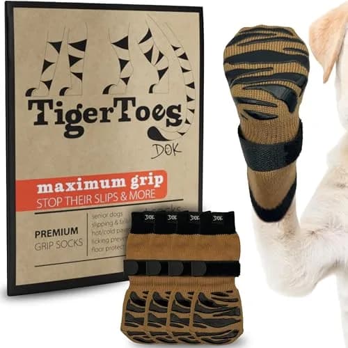 DOK TigerToes Premium Non-Slip Dog Socks X-Small (4-Pack) | 3x Grip for Hardwood Floors & Paw Protection thumbnail 1