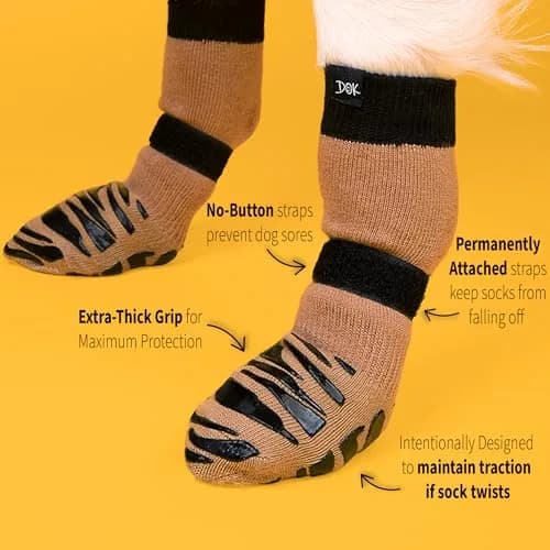 DOK TigerToes Premium Non-Slip Dog Socks Large (2.5"-2.8" Paw Width) | Extra-Thick Grip for Hardwood Floors & Hot Pavement thumbnail 3