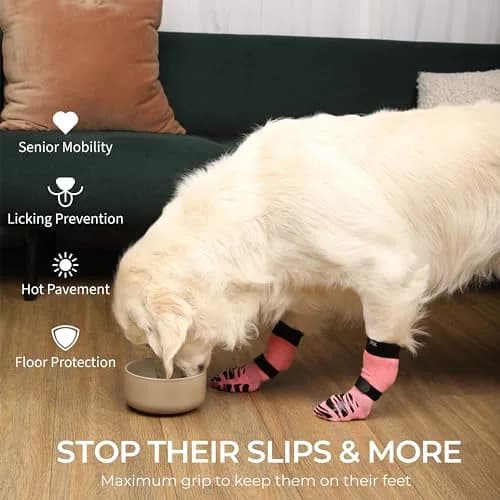 DOK TigerToes Non-Slip Dog Socks XL (2.9"-3.4" Paw Width) | 4-Pack for Hardwood Floors & Hot Pavement thumbnail 2