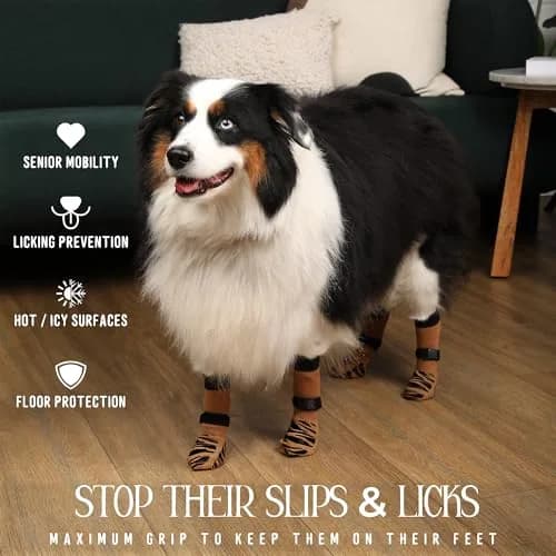 DOK TigerToes Premium Non-Slip Dog Socks for Hardwood Floors - Extra-Thick Grip, Small Size (4-Pack) | Prevents Licking, Slipping, and Protects Paws thumbnail 2