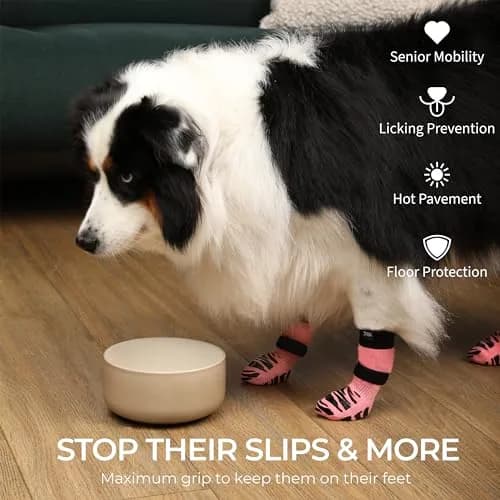 DOK TigerToes Premium Non-Slip Dog Socks Medium (4-Pack) | Extra-Thick Grip for Hardwood Floors & Hot Pavement thumbnail 2