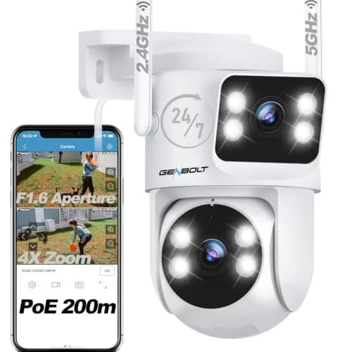 GENBOLT Waterproof PTZ WiFi Security Camera Outdoor 5MP | Dual Lens, Full Color Night Vision, 355° Rotation thumbnail 1