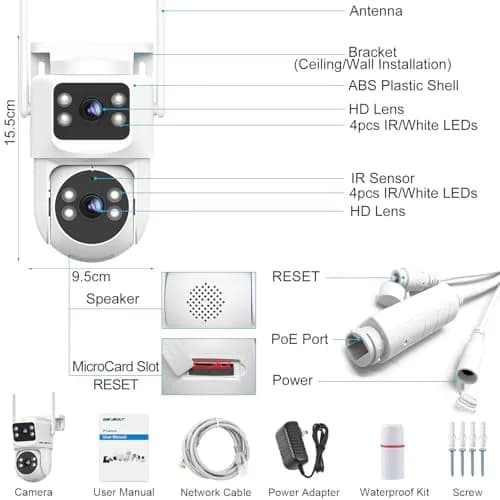 GENBOLT Waterproof PTZ WiFi Security Camera Outdoor 5MP | Dual Lens, Full Color Night Vision, 355° Rotation thumbnail 9