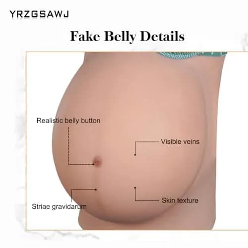 YRZGSAWJ Realistic Fake Pregnant Belly Small/Medium Beige 1.6-2kg (5-10 Months) | Lightweight Cotton-Filled Prop for Cosplay & Film thumbnail 7