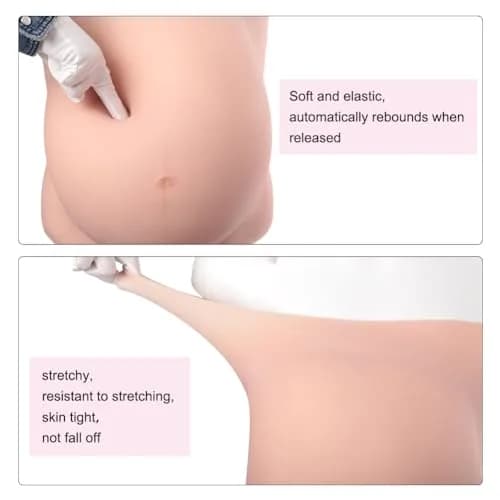 YRZGSAWJ Realistic Fake Pregnant Belly Small/Medium Beige 1.6-2kg (5-10 Months) | Lightweight Cotton-Filled Prop for Cosplay & Film thumbnail 3