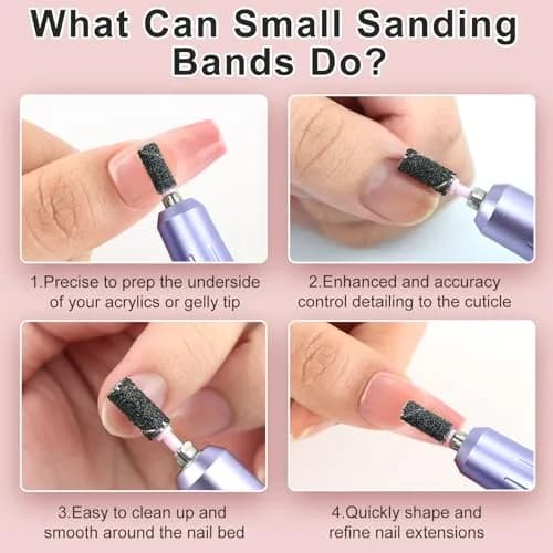 C12rtive 100PCS #80 Coarse Grit Small Nail Drill Bits Sanding Bands with Mandrel Bits (102 Count Total) | Professional Acrylic & Gel Nail Shaping thumbnail 5
