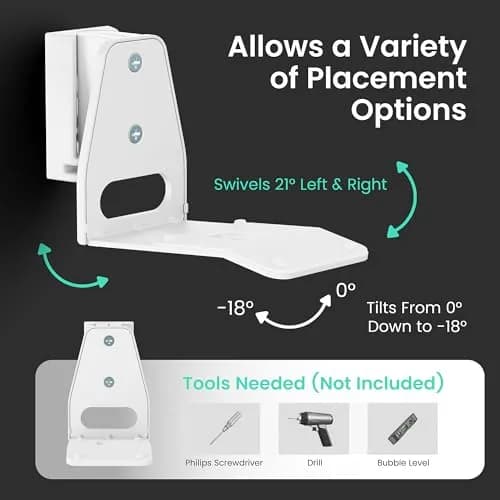 ynVISION.DESIGN White 2 Pack Wall Mount for Sonos Era 300 | Tilt 18° Swivel ±21° thumbnail 3