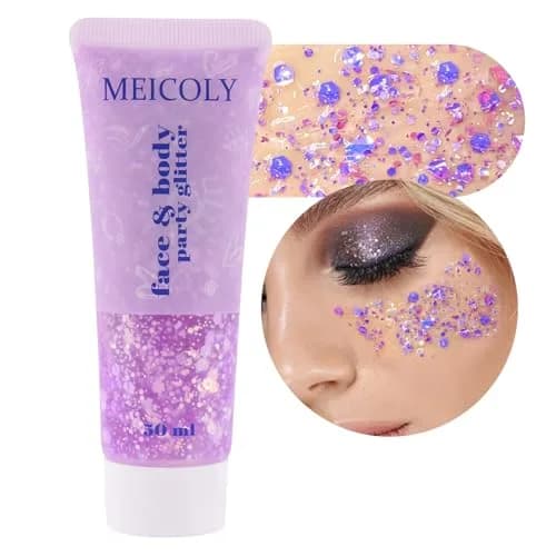 MEICOLY Chameleon Light Purple Glitter Gel | Holographic Chunky Body Glitter for Festivals thumbnail 1
