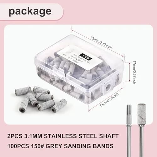 C12rtive 100PCS #150 Medium Grit Small Sanding Bands with 2 Mandrel Bits | Precision Nail Shaping for Acrylic & Gel Nails thumbnail 7