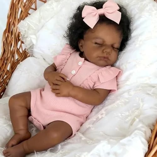 Pinky Reborn Realistic African American Baby Doll Girl 20 Inch Full Body Silicone Vinyl Toy | Age 3+ thumbnail 4