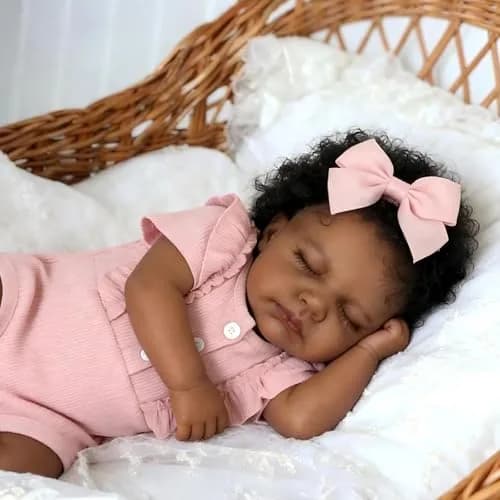 Pinky Reborn Realistic African American Baby Doll Girl 20 Inch Full Body Silicone Vinyl Toy | Age 3+ thumbnail 2