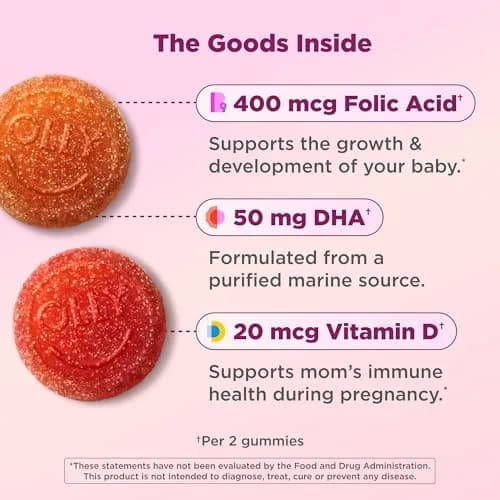 OLLY Prenatal Multivitamin Gummy, Daily Blend for Mommy & Baby - 84 Count | Supports Cellular Energy & Folic Acid for Baby's Growth thumbnail 6