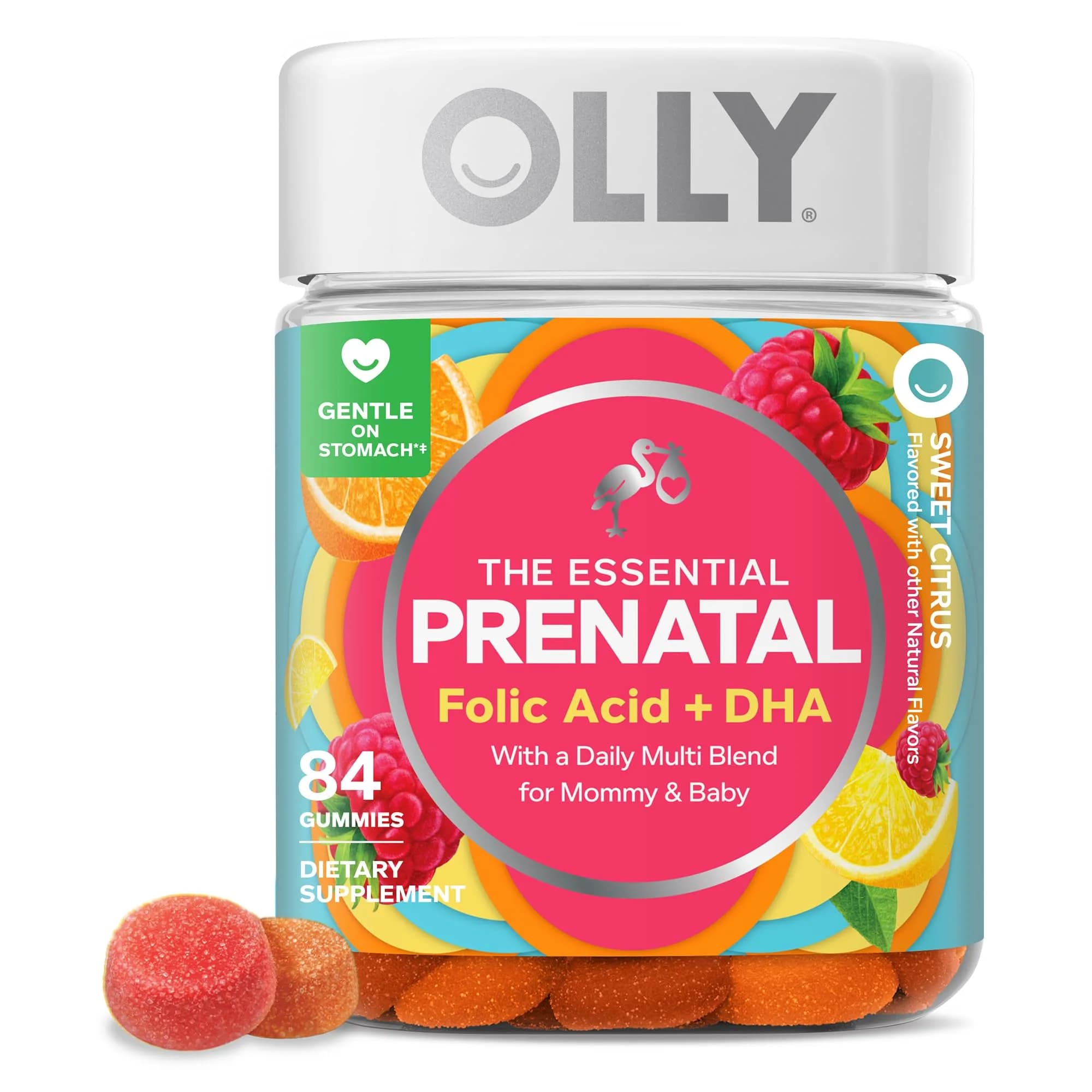 OLLY Prenatal Multivitamin Gummy, Daily Blend for Mommy & Baby - 84 Count | Supports Cellular Energy & Folic Acid for Baby's Growth