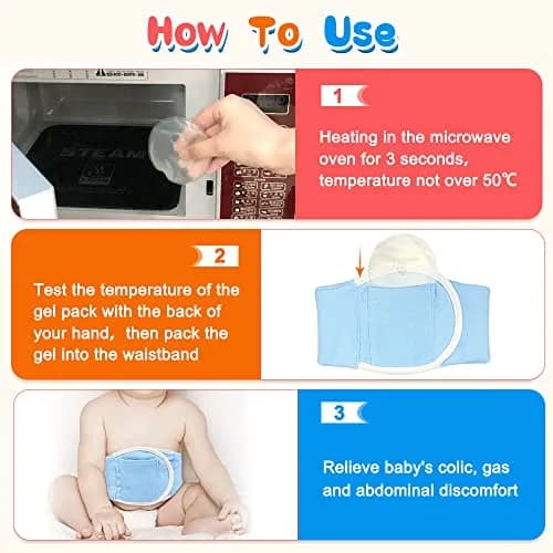 Mybow Baby Belly Band for Gas and Colic Relief 15.5-17 Inch Waist | Dual-Purpose Gel Pad for Warm & Cold Compress thumbnail 4