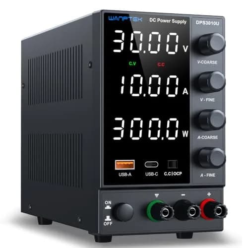 WANPTEK POWER DC Power Supply 0-30V 0-10A | Adjustable Bench Regulated Power Supply with USB & Type-C thumbnail 1