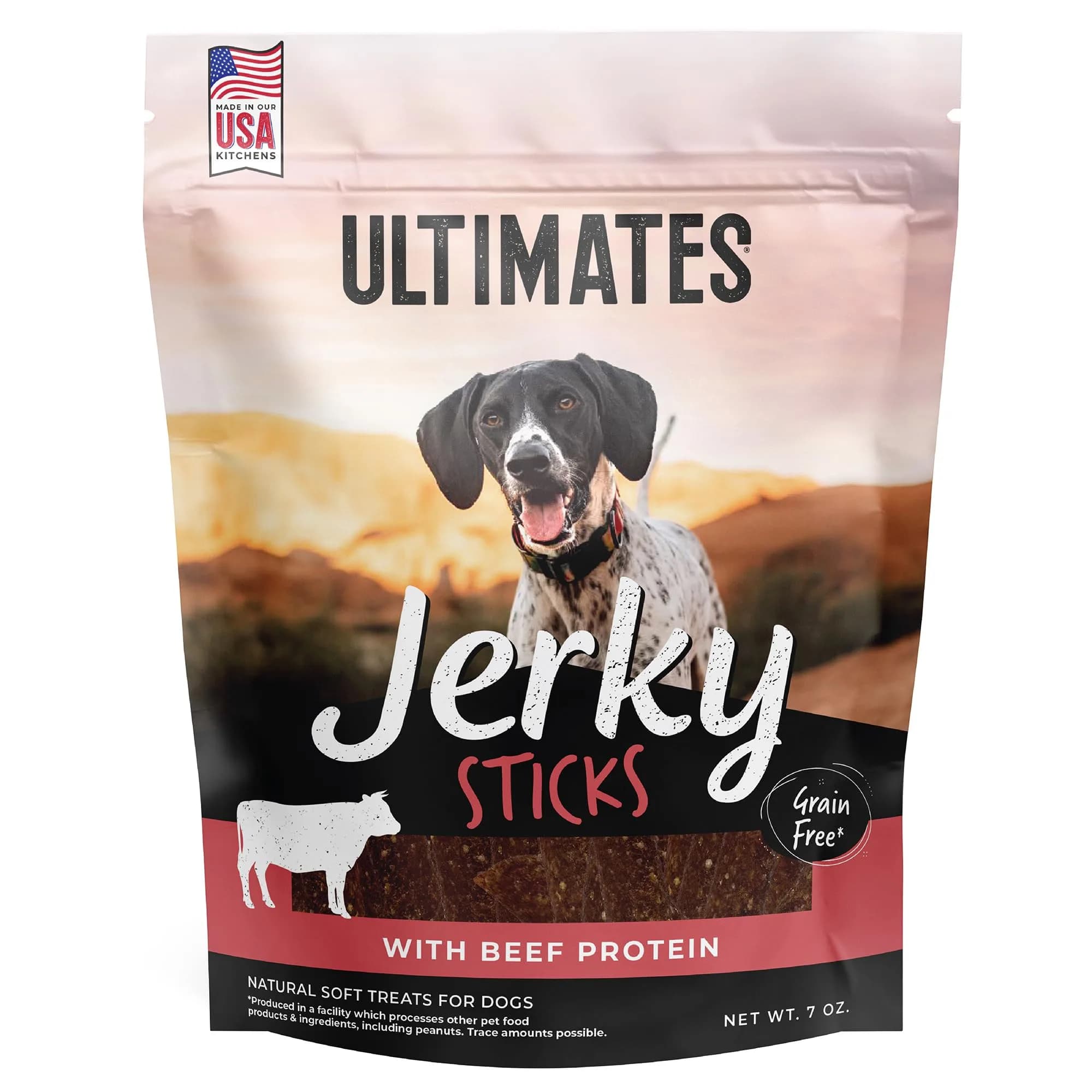 Ultimates Jerky Beef Sticks Dog Treats 7 oz | Grain-Free Chewy Jerky with Beef & Vegetables - main product image