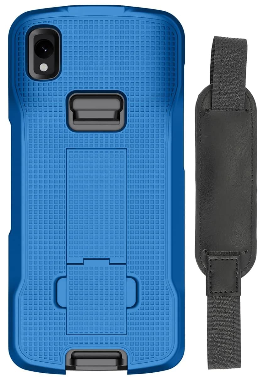 Nakedcellphone Case and Hand Strap Combo for Zebra TC22 TC27 - Black | Slim Impact Protection — Blue