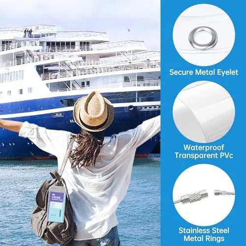 Teskyer Clear Cruise Luggage Tag Holder, Wide, 5 Pack | Waterproof PVC with Zipper & Steel Loop thumbnail 6