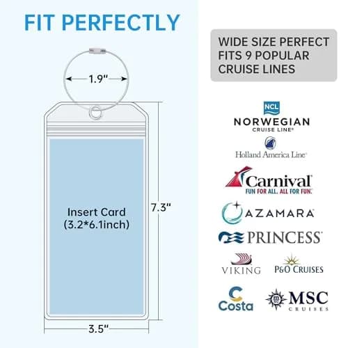 Teskyer Clear Cruise Luggage Tag Holder, Wide, 5 Pack | Waterproof PVC with Zipper & Steel Loop thumbnail 3