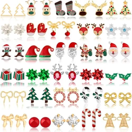 Gushu 30 Pairs Christmas Stud Earrings Set for Women | Hypoallergenic Holiday Jewelry Gifts thumbnail 1