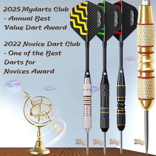 Turnart Darts Metal Tip Set - Steel Tip Darts Set Professional Metal Darts | 12 Darts & Spare Parts Box thumbnail 5
