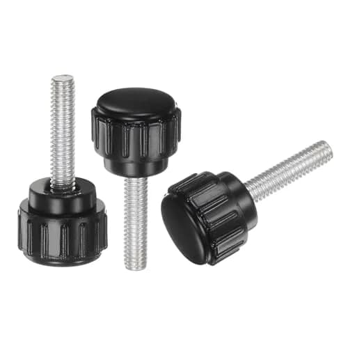 uxcell M4 x 15mm Male Thread Knurled Knobs, 20pcs Black Plastic Round Head Thumb Screws | Industrial Machinery Parts thumbnail 1