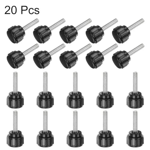 uxcell M4 x 15mm Male Thread Knurled Knobs, 20pcs Black Plastic Round Head Thumb Screws | Industrial Machinery Parts thumbnail 4