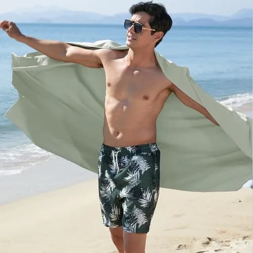 Rainleaf Microfiber Towel 183cm x 76cm | Super Absorbent, Quick Dry, Lightweight, Bean Green thumbnail 6