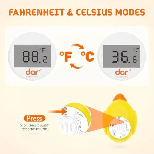 dar darouxiao Baby Bath Thermometer Floating Duck | Instant Temp & Safety Alert (70-120c) thumbnail 6
