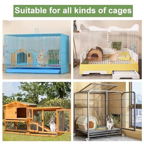 LUAVIARU Metal Hay Feeder Rack with Adjustable Hook for Rabbits, Guinea Pigs, Chinchillas (4-Pack, Black) thumbnail 6