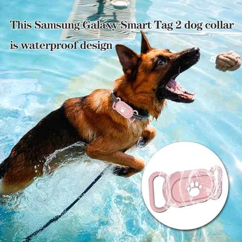 Rzttwl 2 Pack Waterproof Dog Collar Holder for Samsung Galaxy SmartTag2, Pink Blue | Silicone GPS Tracker Case thumbnail 4