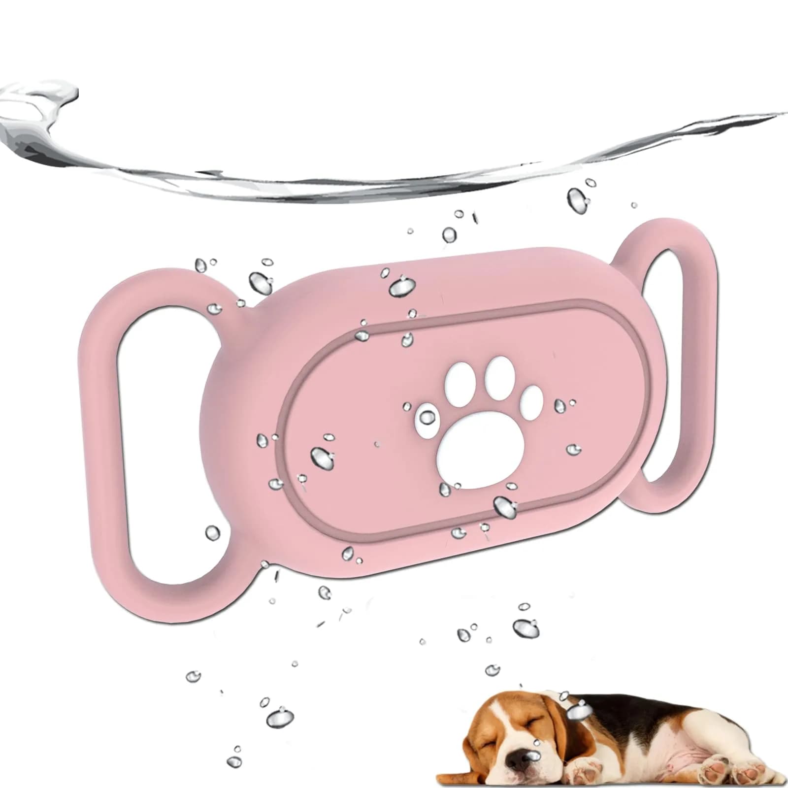 Rzttwl 2 Pack Waterproof Dog Collar Holder for Samsung Galaxy SmartTag2, Pink Blue | Silicone GPS Tracker Case — Pink