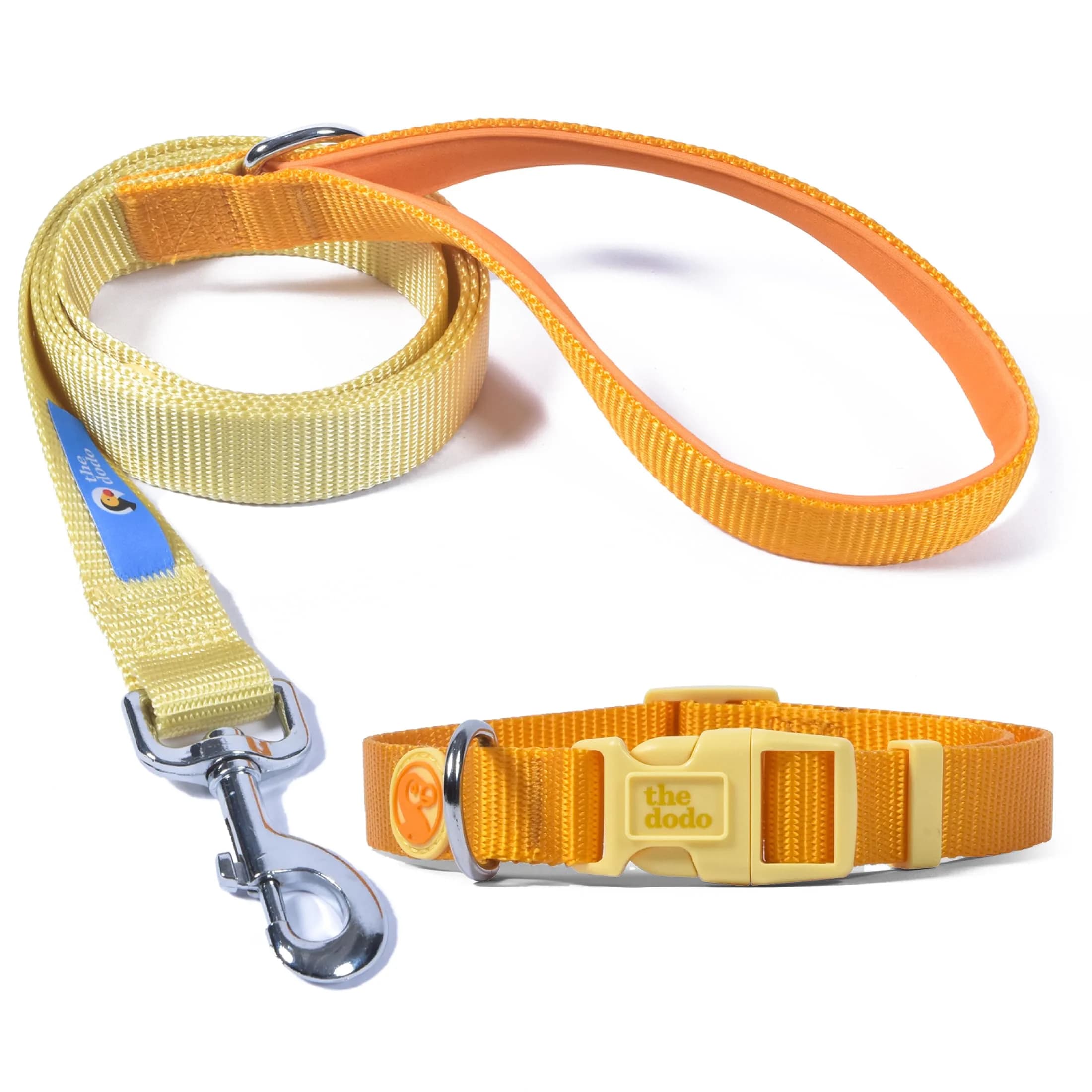 The Dodo All Nylon Yellow Collar and Leash - Medium | Waterproof & Matching Set for Dogs - main product image