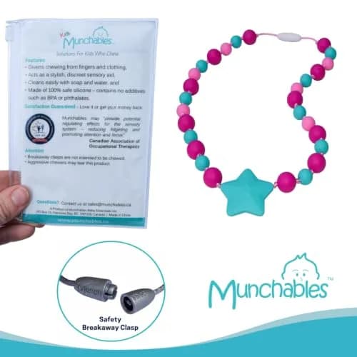 Munchables Starlight Chewelry Necklace (Fuchsia/Aqua/Pink) | OT-Recommended Sensory Chew for Children & Adults thumbnail 3
