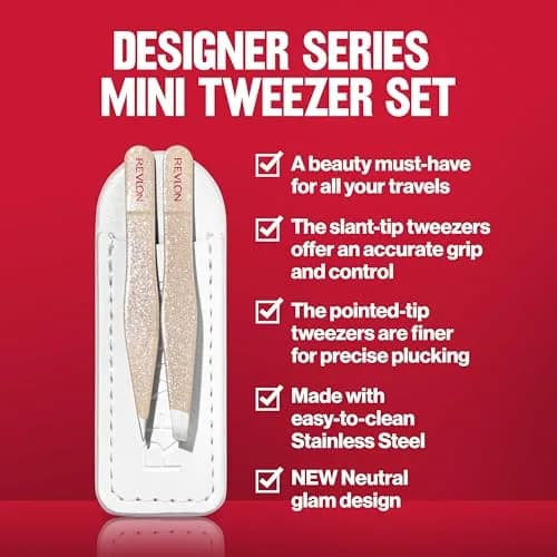 Revlon Designer Series Mini Tweezer Set for Travel | Precise Hair Removal Tools thumbnail 3