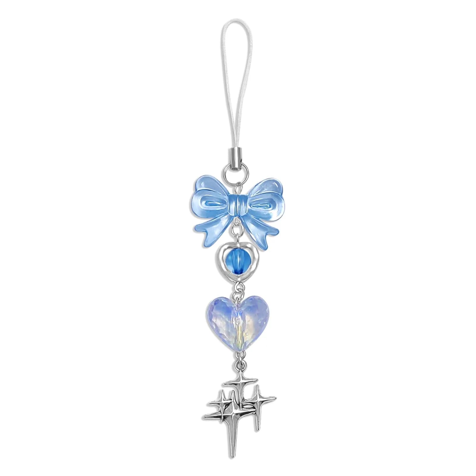 cioatu 1-4PCS Cute Phone Charms Y2K Cell Phone Strap Strawberry Butterfly Star | Elegant Decor for Phone & Bag — 1x Blue Heart