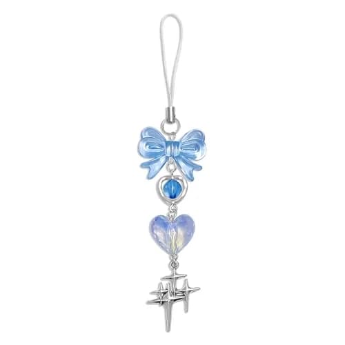 cioatu Cute Phone Charms Aesthetic Y2K Cell Phone Charms Strap Strawberry Butterfly Star Phone Charm Y2K Accessories for Bag Keychain Airpods Camera Pendants Decor (1x Blue Heart) thumbnail 1