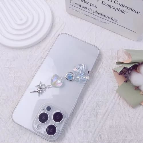 cioatu Cute Phone Charms Aesthetic Y2K Cell Phone Charms Strap Strawberry Butterfly Star Phone Charm Y2K Accessories for Bag Keychain Airpods Camera Pendants Decor (1x Blue Heart) thumbnail 5