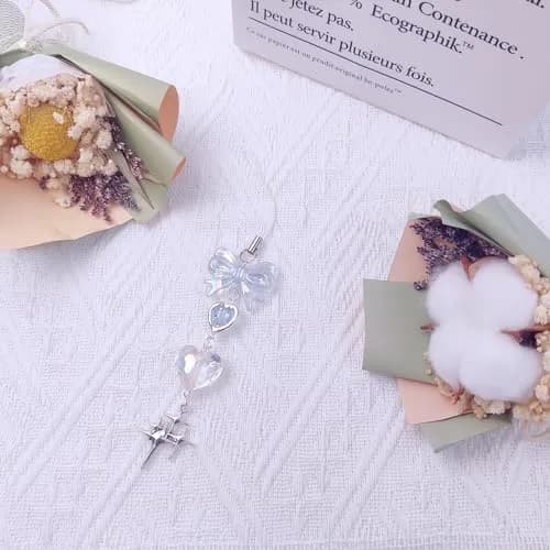 cioatu Cute Phone Charms Aesthetic Y2K Cell Phone Charms Strap Strawberry Butterfly Star Phone Charm Y2K Accessories for Bag Keychain Airpods Camera Pendants Decor (1x Blue Heart) thumbnail 2