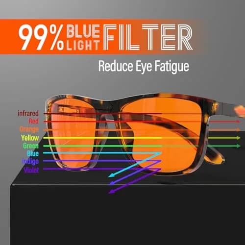 Bloomoak Blue Light Blocking Glasses - Amber Lens - Unisex Adult - 145mm Arm | Filters 99% Harmful Blue Light thumbnail 3