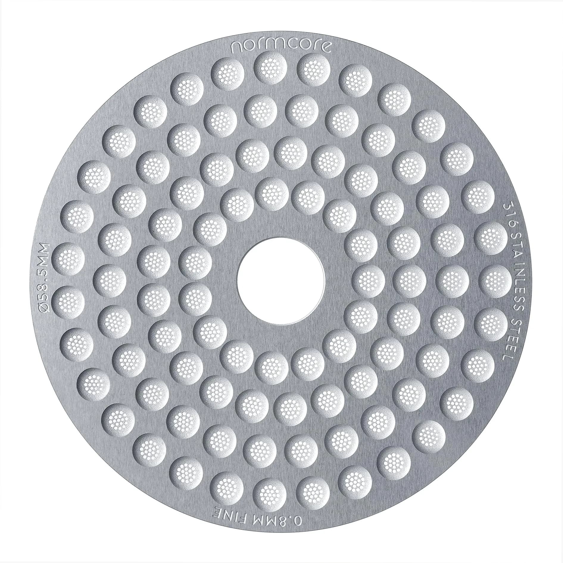 Normcore 58.5mm Espresso Puck Screen with Round Hole | Ultra-Slim 0.8mm Stainless Steel Coffee Filter Suitable for La Marzocco/Gaggia