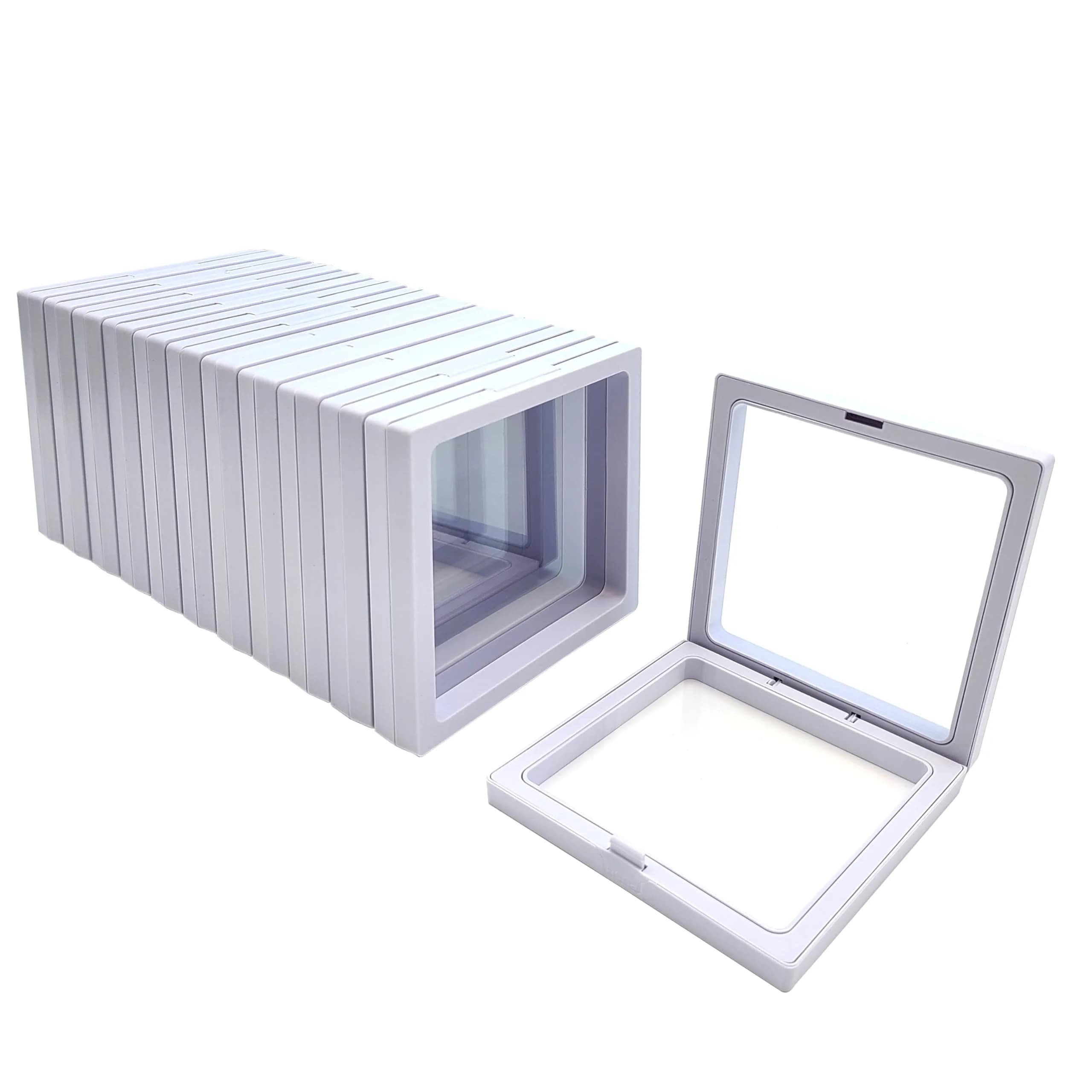 ailison 3D Floating Frame Display Stands, 12PCS White, 10.99 cm (4.33 in) | Pack of 12 Stackable Jewelry Organizers