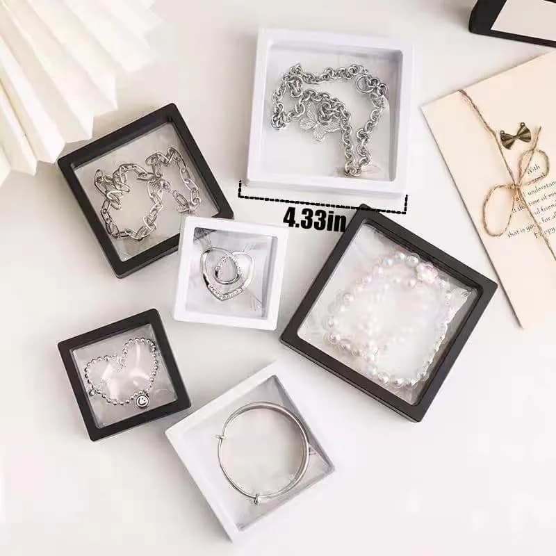 ailison 3D Floating Frame Display Stands, 12PCS White, 10.99 cm (4.33 in) | Pack of 12 Stackable Jewelry Organizers thumbnail 4