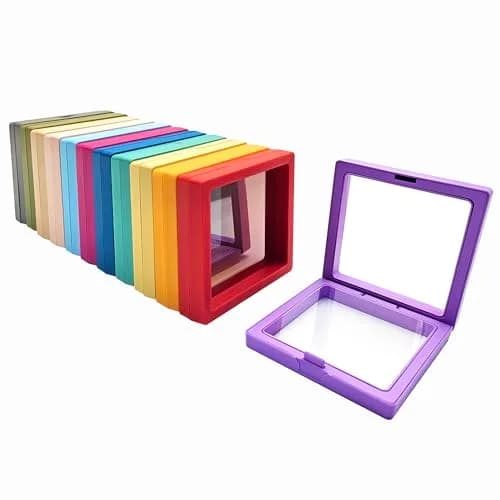 Ailison 3D Floating Frame Display Stands, 12 Pack, 9 cm (3.54") | Stackable Jewelry Organizer Box thumbnail 1