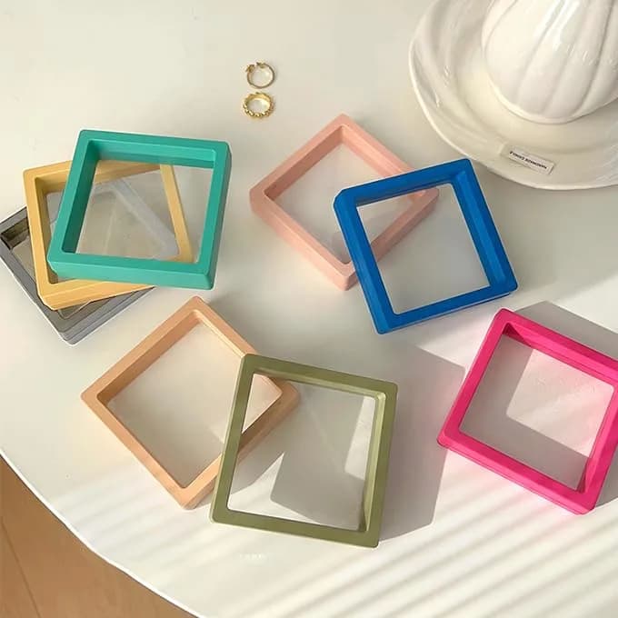 Ailison 3D Floating Frame Display Stands, 12 Pack, 9 cm (3.54") | Stackable Jewelry Organizer Box thumbnail 7