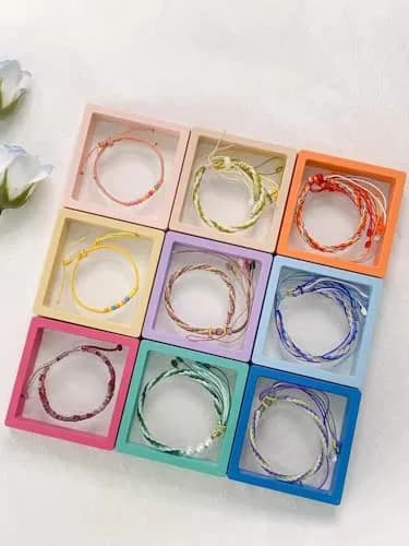 Ailison 3D Floating Frame Display Stands, 12 Pack, 9 cm (3.54") | Stackable Jewelry Organizer Box thumbnail 5